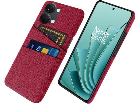 OnePlus Nord 3 (5G) Stofbetrukket Plastik Cover med Kortholder - Rød Online