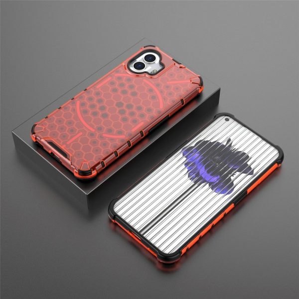 Nothing Phone (2) Honeycomb Pattern Hybrid Cover - Rød Online Hot Sale