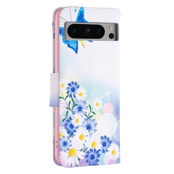 Google Pixel 8 Pro Læder Cover m. Pung - Sommerfugle & Blomster Sale