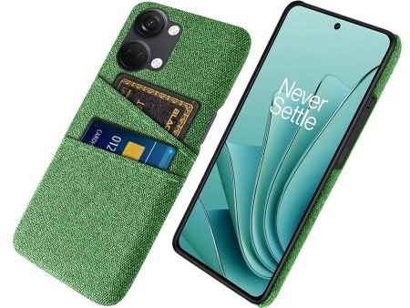 OnePlus Nord 3 (5G) Stofbetrukket Plastik Cover med Kortholder - Grøn Discount