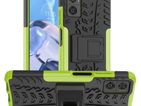 Motorola Moto E22 Cool Tyre Håndværker Cover m. Stander - Sort   Grøn Online