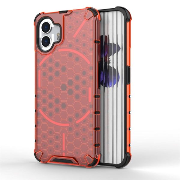 Nothing Phone (2) Honeycomb Pattern Hybrid Cover - Rød Online Hot Sale