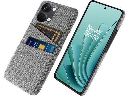 OnePlus Nord 3 (5G) Stofbetrukket Plastik Cover med Kortholder - Lysegrå For Discount