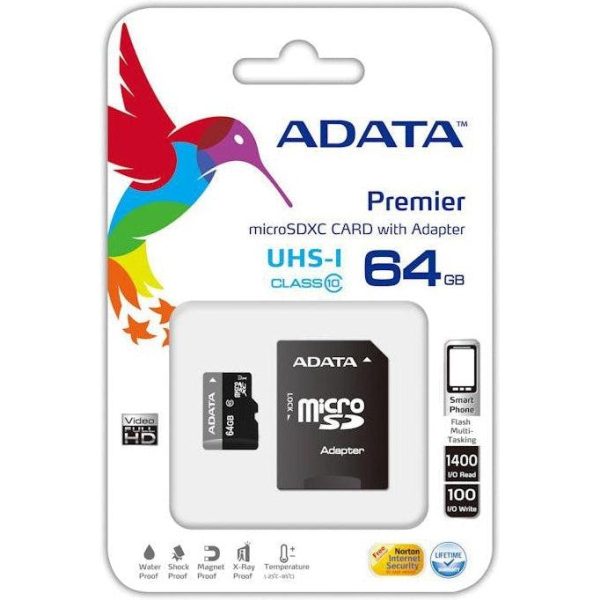 Adata 64gb Micro Sdxc Card Class 10 Uhs- Memory Card Online now