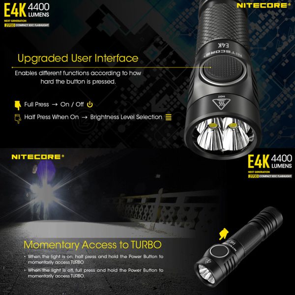 Nitecore E4k 4400 Lumen EDC Flashlight Online now